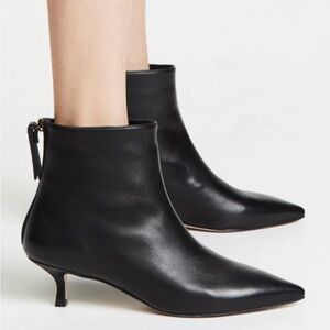 Stuart Weitzman | Juniper black leather kitten heel boot